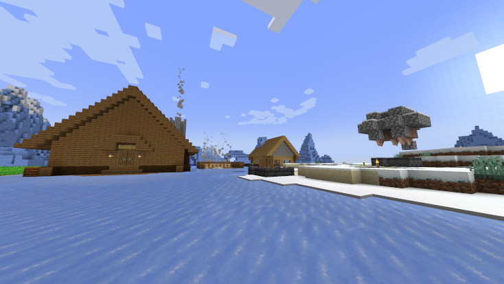 A spruce cabin in an icy biome